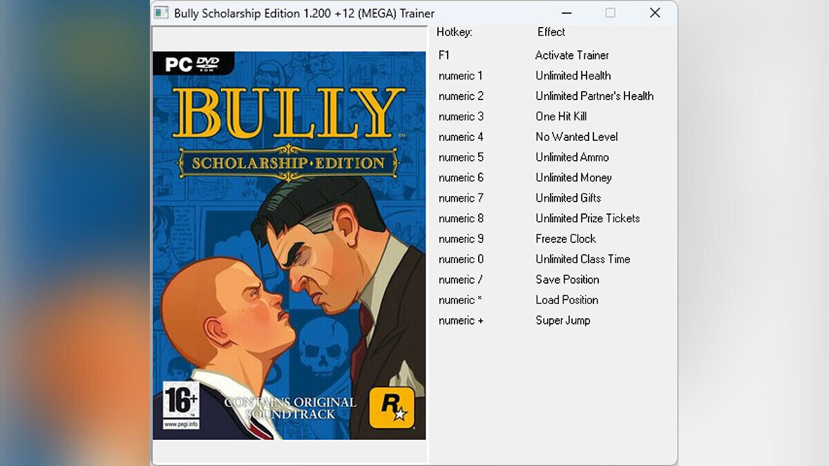 Release] Bully: Scholarship Edition (Internal Menu Trainer)