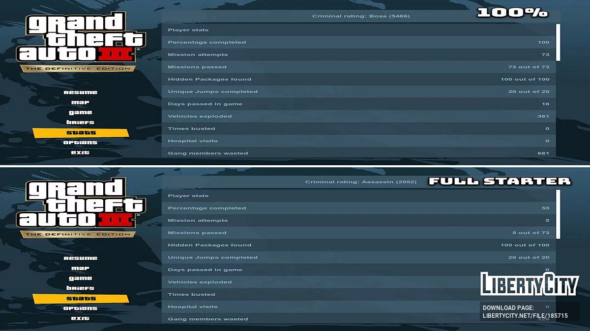 100% & Full Starter (Modded) / GTA 3 : L'Édition Définitive