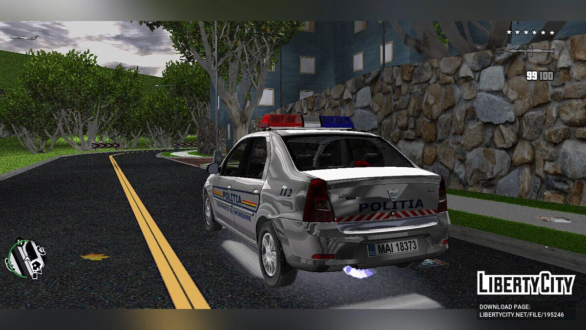 Dacia Logan 2008 Coche de Policía de Rumania / GTA 3 (iOS, Android)