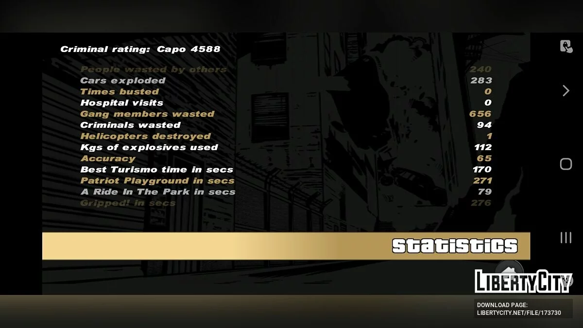 Savegame 100% with Prison Outfit / GTA 3 (iOS, Android)