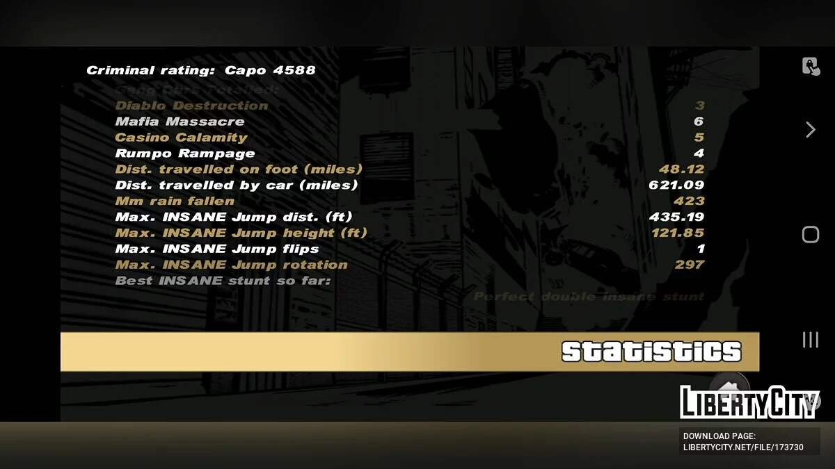 Savegame 100% with Prison Outfit / GTA 3 (iOS, Android)