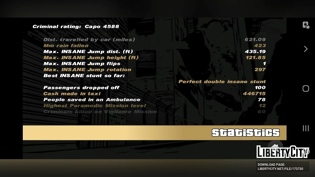 Savegame 100% with Prison Outfit / GTA 3 (iOS, Android)