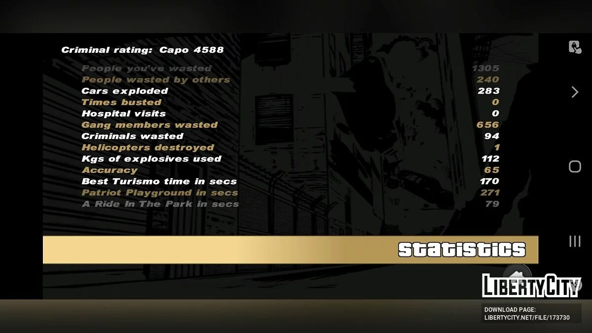 Savegame 100% with Prison Outfit / GTA 3 (iOS, Android)