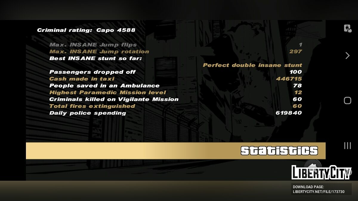 Download Savegame 100% with Prison Outfit for GTA 3 (iOS, Android)