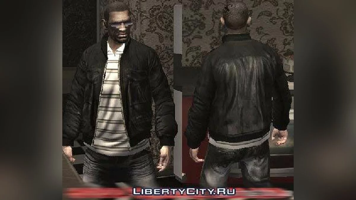 Leather jacket and white polo / GTA 4