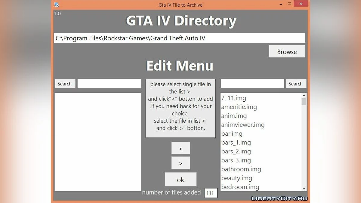 File to Archive IMG v1.0 / GTA 4