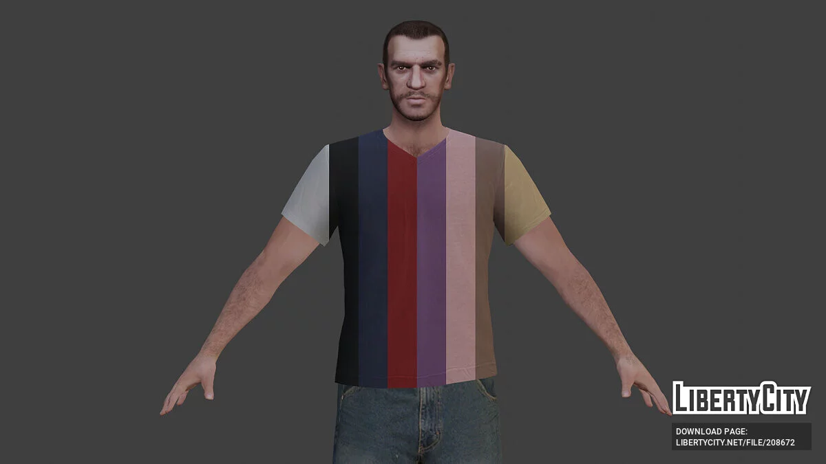 تي شيرت برقبة على شكل حرف V لـ Niko Bellic / جي تي إيه 4