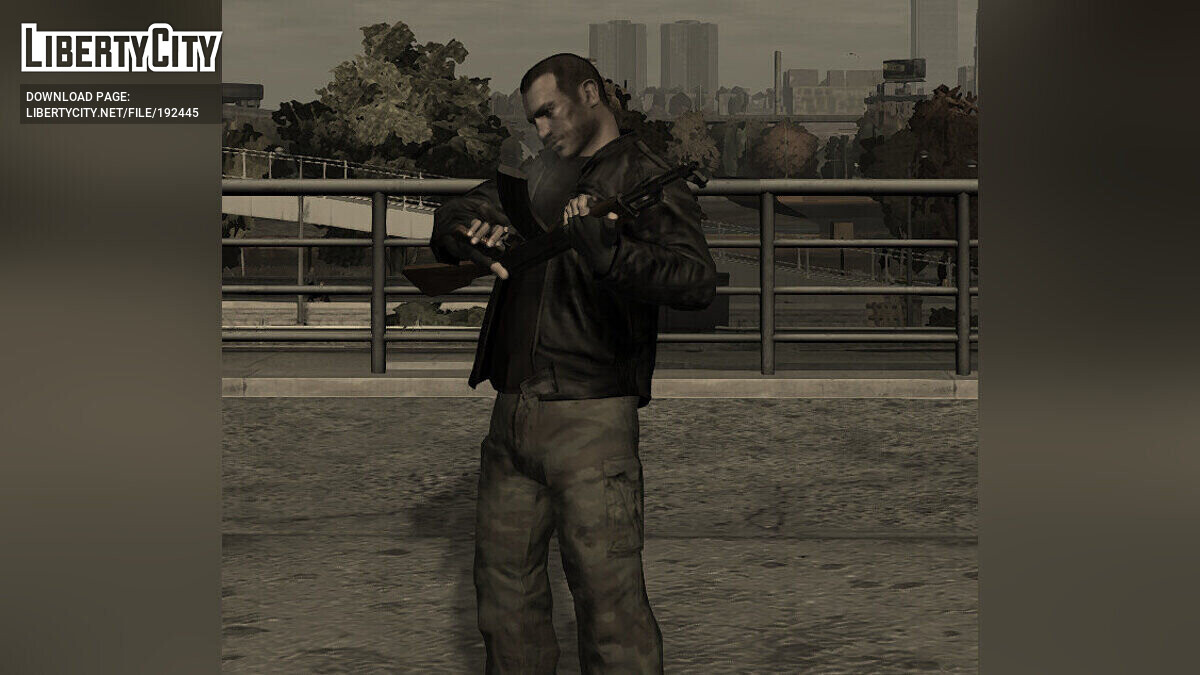 niko bellic brown leather jacket, gta 4 loading screen, Stable Diffusion