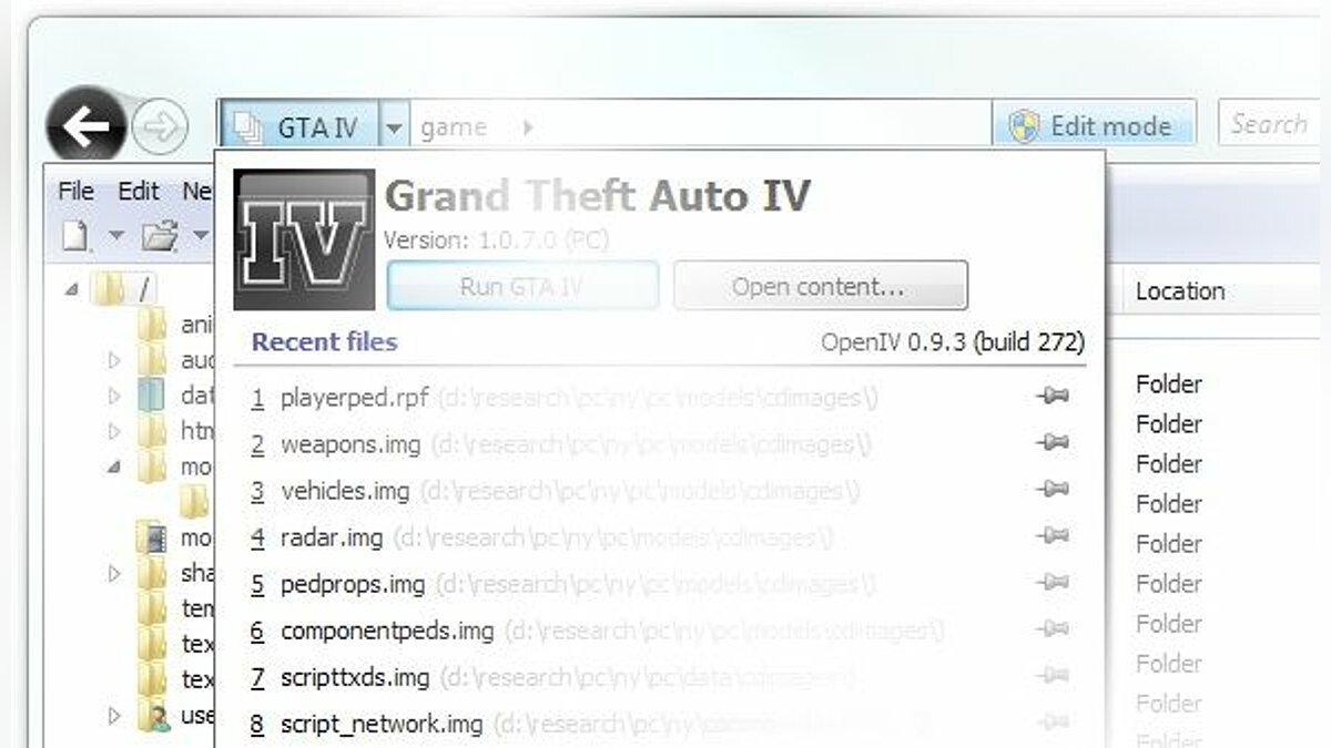 Download OpenIV V0.9.3 (Build 272) For GTA 4