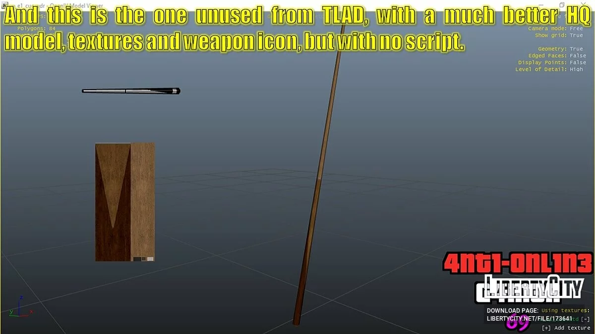 Restored Unused Full Pool Cue Melee Weapon / GTA 4
