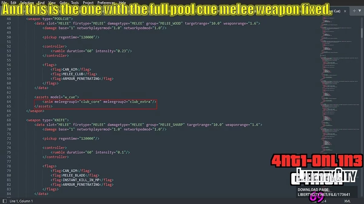 Restored Unused Full Pool Cue Melee Weapon / GTA 4