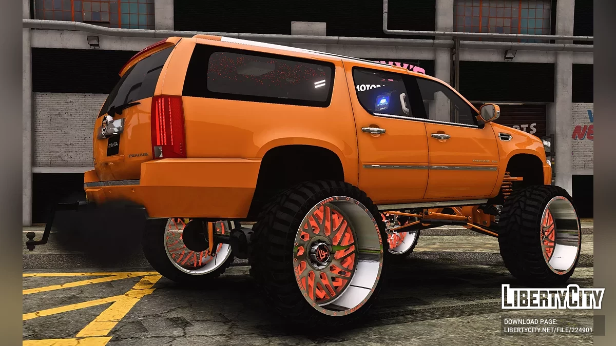 Кастомний тюнінгований піднятий Cadillac Escalade ESV Widebody на кованих дисках Corleone / GTA 5