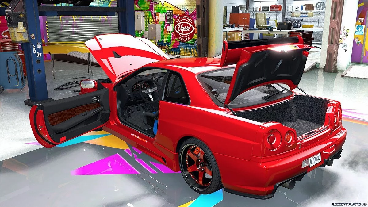 日产天际线GT-R 34 2002 [附加/替换/动画 | 模板] 1.0 / GTA 5