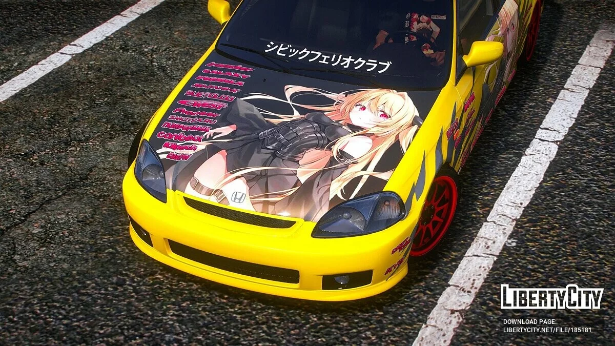 [Itasha] Honda Civic Ferio SiR 2000 / Vi-RS pintura Konjiki no Yami To Love-Ru 1 / GTA 5