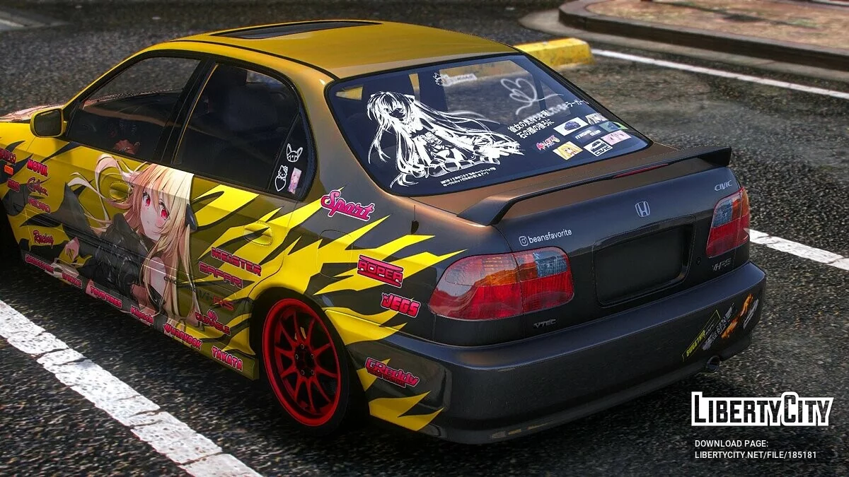 [Itasha] Honda Civic Ferio SiR 2000 / Vi-RS pintura Konjiki no Yami To Love-Ru 1 / GTA 5