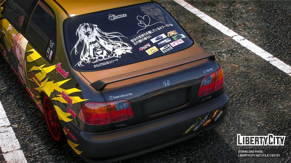 [Itasha] Honda Civic Ferio SiR 2000 / Vi-RS pintura Konjiki no Yami To Love-Ru 1 / GTA 5