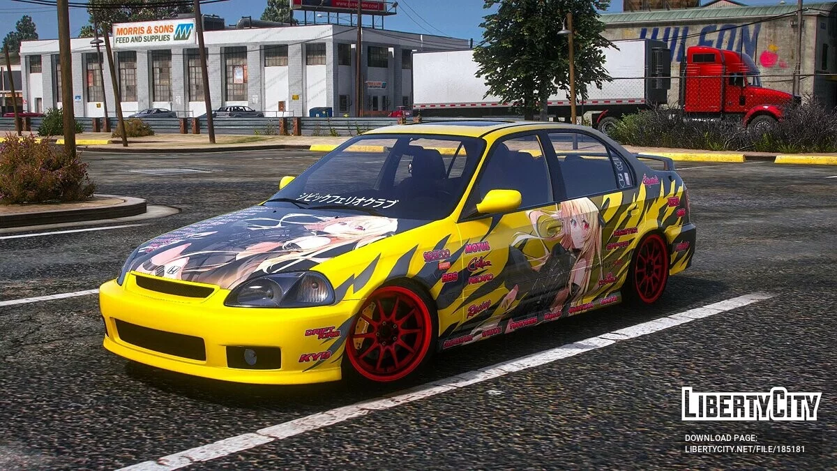 [Itasha] Honda Civic Ferio SiR 2000 / Vi-RS pintura Konjiki no Yami To Love-Ru 1 / GTA 5