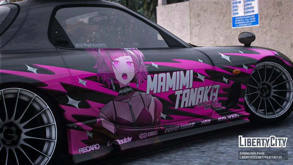 [Itasha] Mazda RX7 Spirit R "THE IDOLM@STER SHINY COLORS" Tanaka Mamimi Lackierung 1.1 / GTA 5