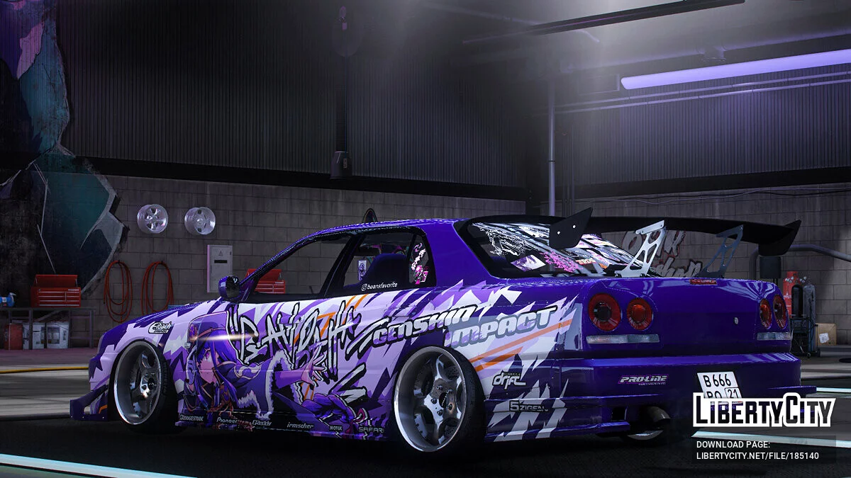 [Itasha] URAS-SKYLINE ER34 "Genshin Impact" peinture shogun raiden 1.1 / GTA 5