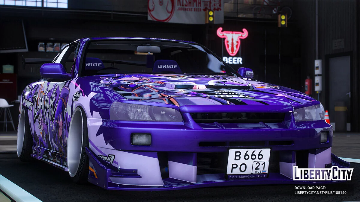 [Itasha] URAS-SKYLINE ER34 "Genshin Impact" peinture shogun raiden 1.1 / GTA 5