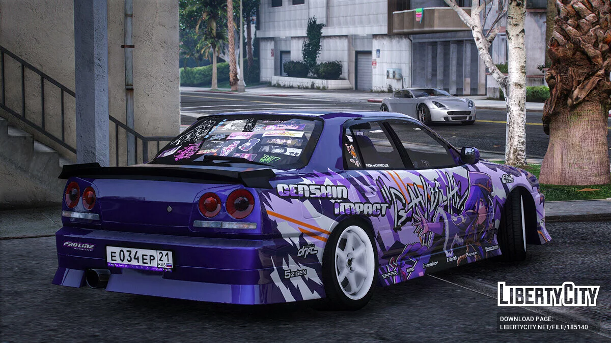 [Itasha] URAS-SKYLINE ER34 "Genshin Impact" peinture shogun raiden 1.1 / GTA 5