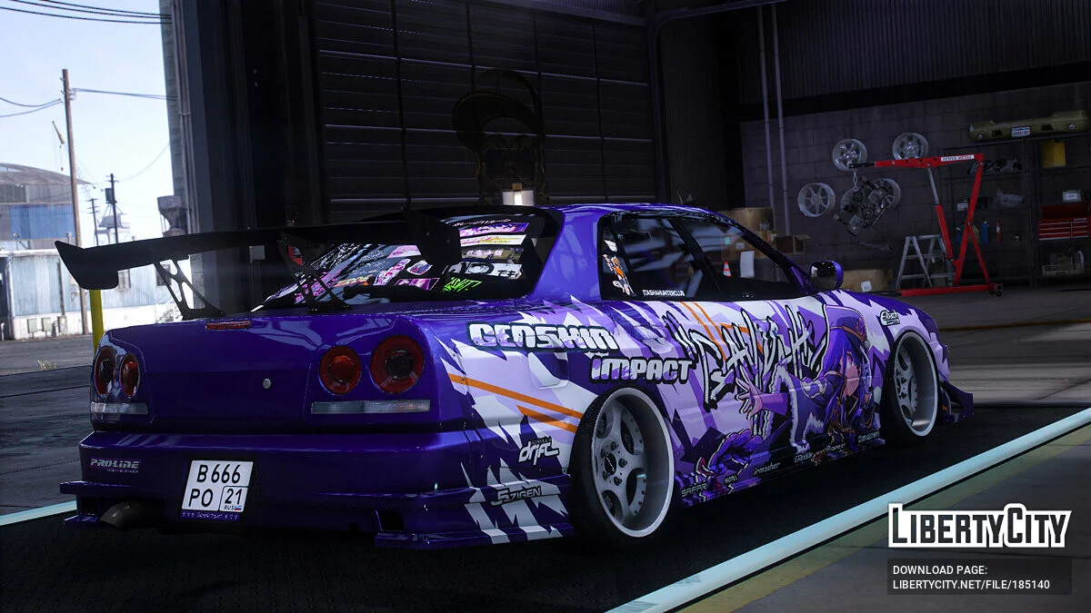[Itasha] URAS-SKYLINE ER34 "Genshin Impact" peinture shogun raiden 1.1 / GTA 5