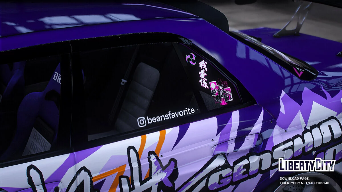 [Itasha] URAS-SKYLINE ER34 "Genshin Impact" peinture shogun raiden 1.1 / GTA 5