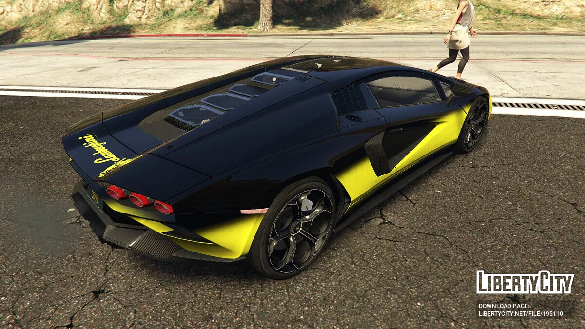 Lamborghini Countach 2022 - Жовта вицвіла смуга / GTA 5