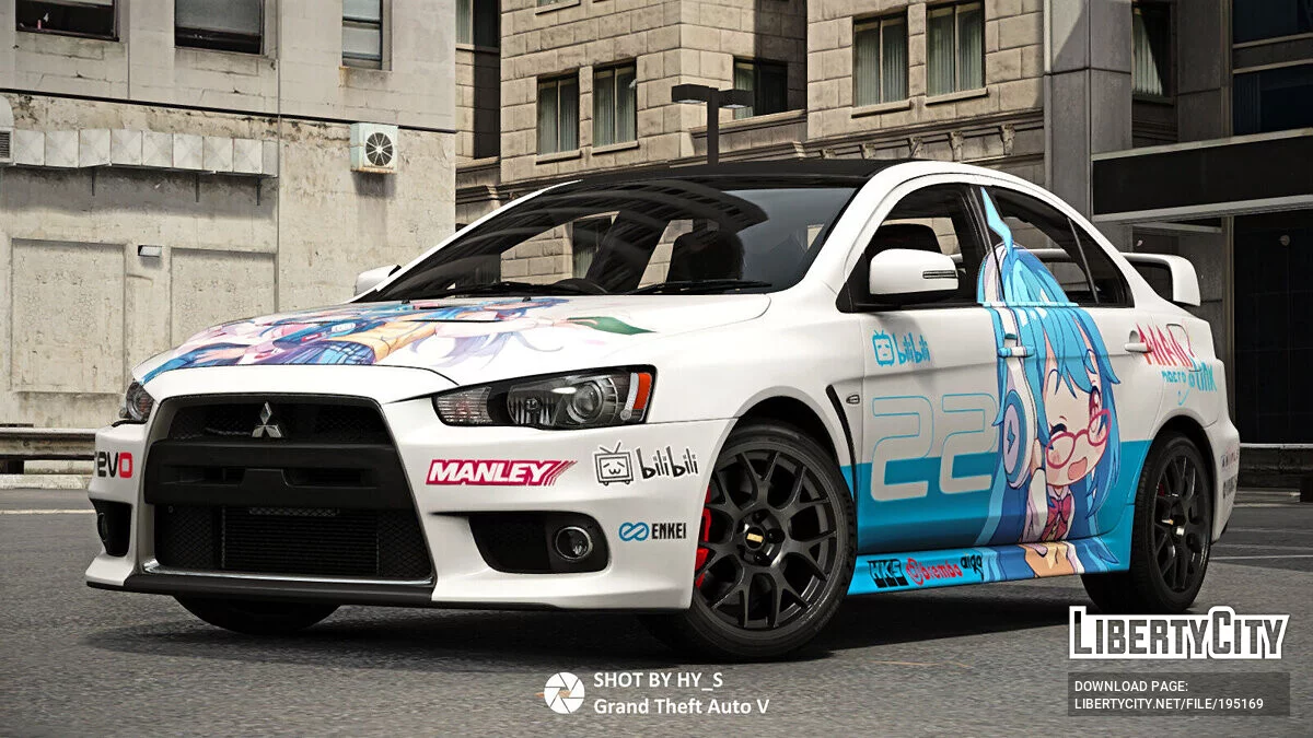 Mitsubishi Lancer Evo X Itasha Livery v1.0 / GTA 5