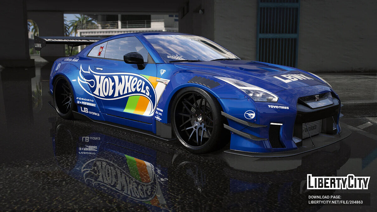 Download 2019 Nissan GT-R Liberty walk Hot Wheels livery for GTA 5