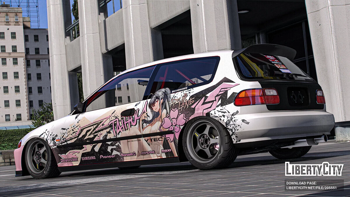 [Itasha] Honda Civic SIR (EG6) «Azur lane» Taihou paintjob / GTA 5