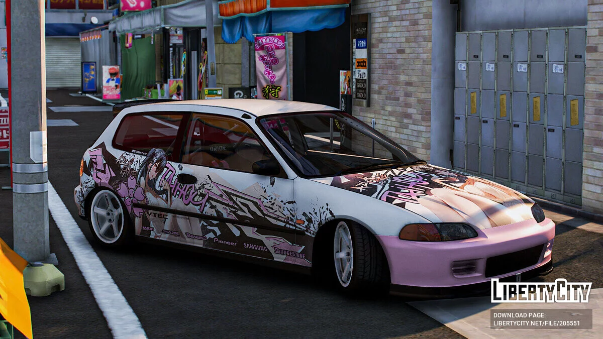 [Itasha] Honda Civic SIR (EG6) «Azur lane» Taihou paintjob / GTA 5
