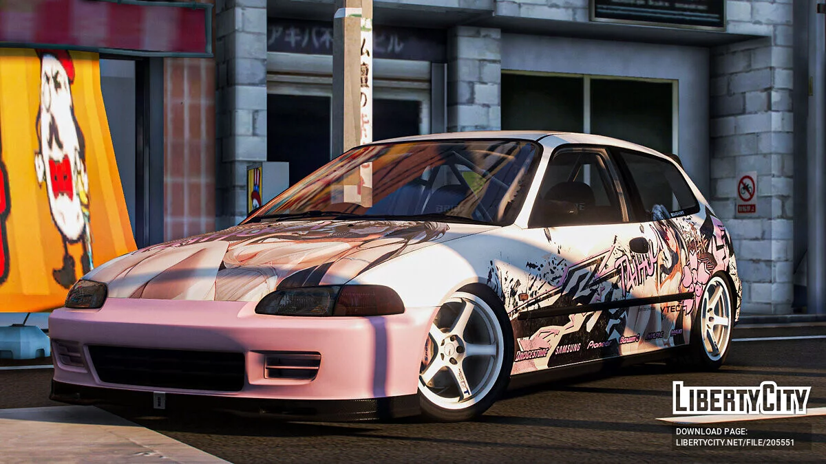 [Itasha] Honda Civic SIR (EG6) «Azur lane» Taihou paintjob / GTA 5