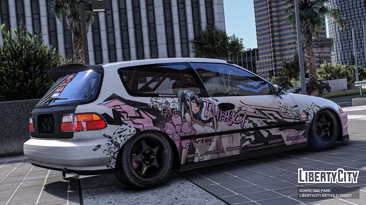 [Itasha] Honda Civic SIR (EG6) «Azur lane» Taihou paintjob / GTA 5