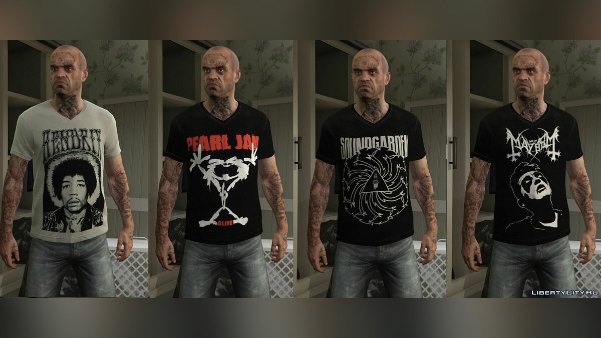 Download Trevor - Mega Music T-shirt Pack for GTA 5