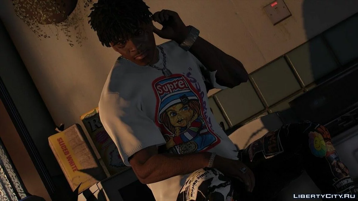 T-shirt de la marque Supreme avec l'image de Chucky / GTA 5