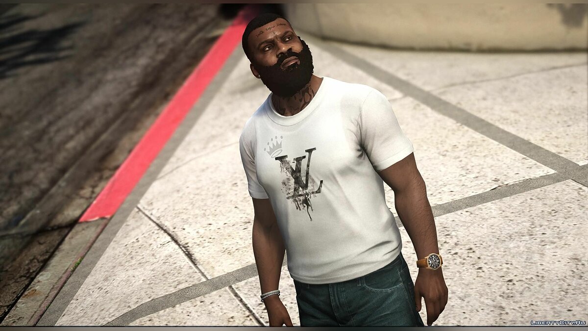 Download Pack of branded Louis Vuitton T-shirts for Franklin for GTA 5