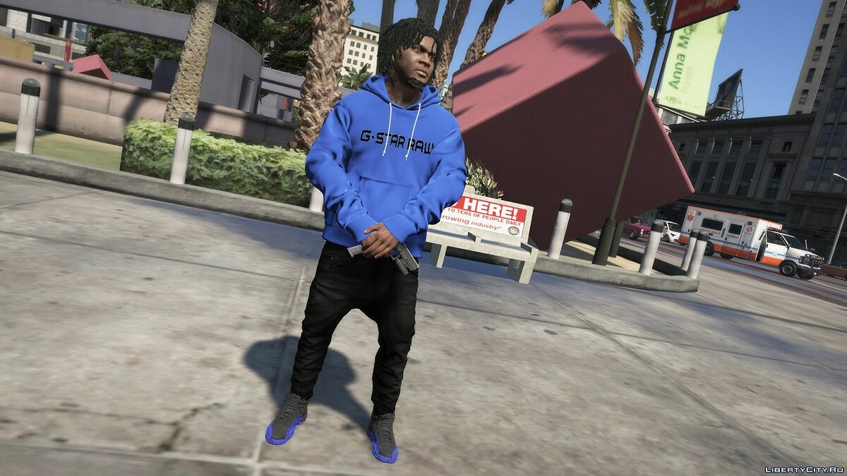 Download G-Star blue hoodie and G-Star t-shirt for GTA 5