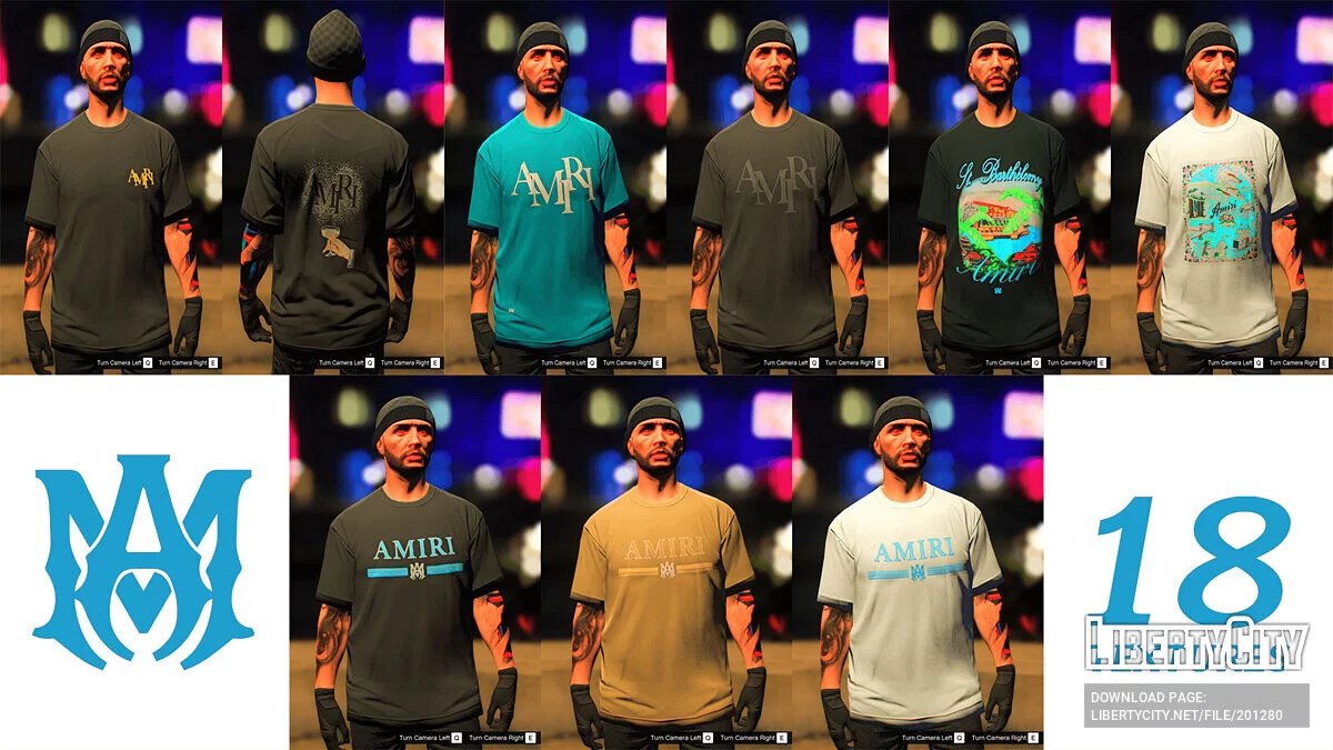 Pack de T-shirts graphiques Amiri pour hommes MP / GTA 5