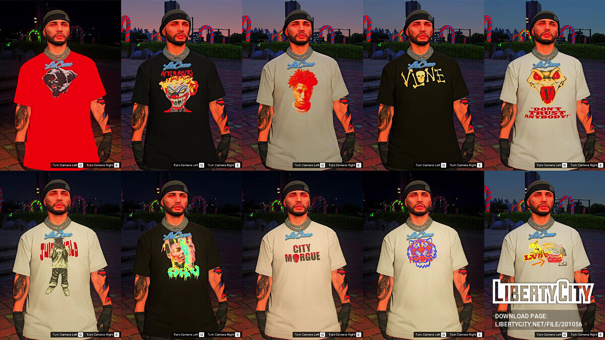 Download VLONE Graphic Tee's Pack For MP Male for GTA 5