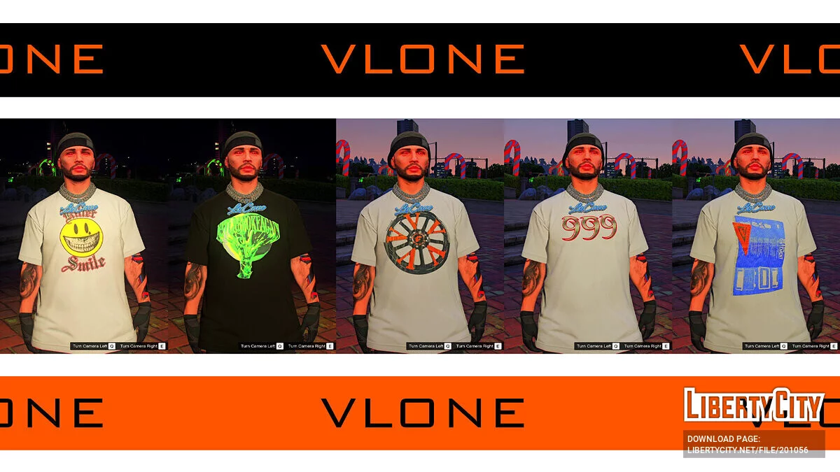 VLONE Graphic Tee's Pack For MP Male / GTA 5