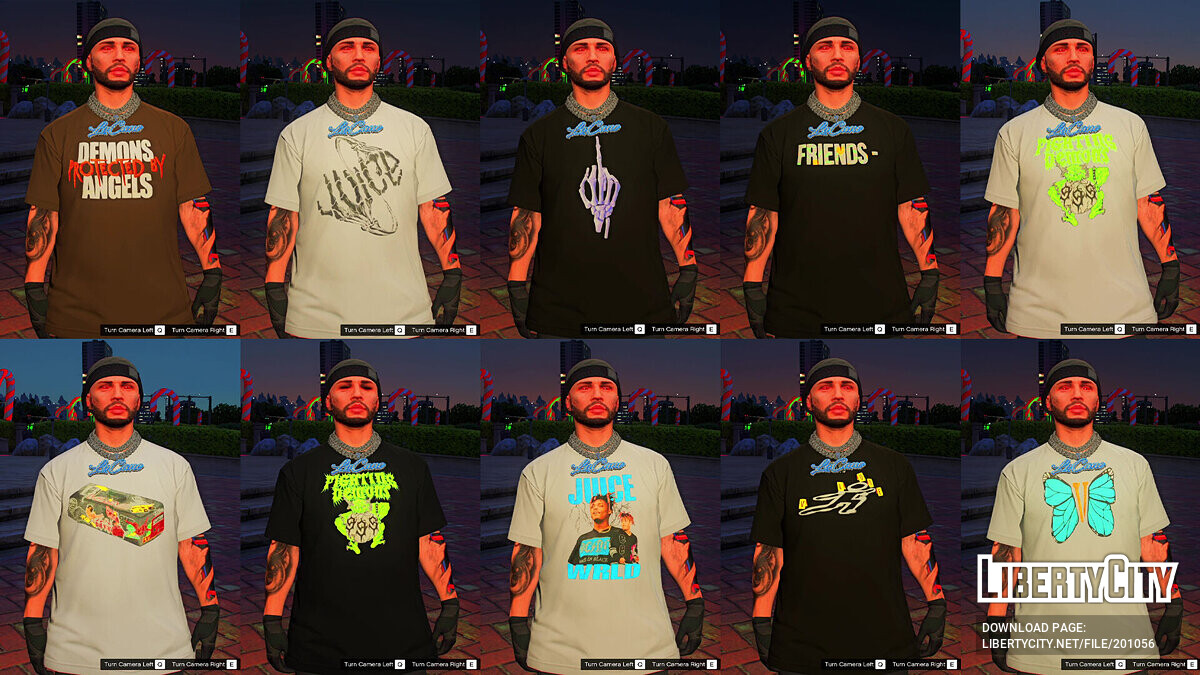 Download VLONE Graphic Tee's Pack For MP Male for GTA 5