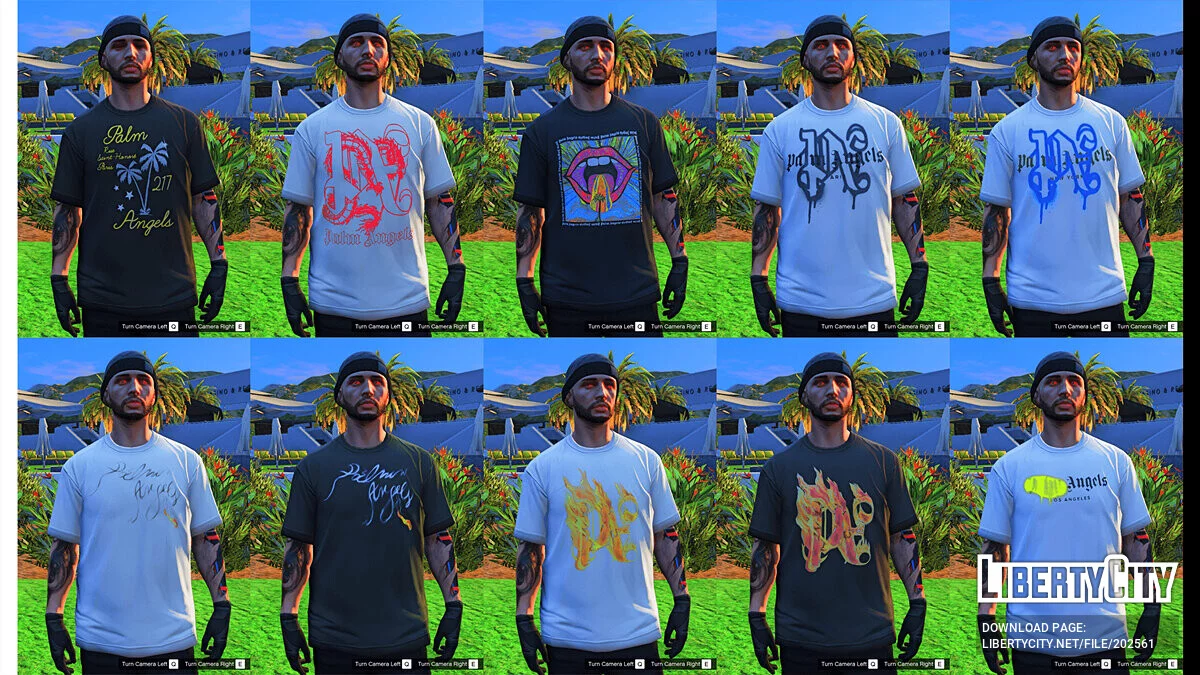 Palm Angels Graphic Tee's Pack (MP Male) / GTA 5