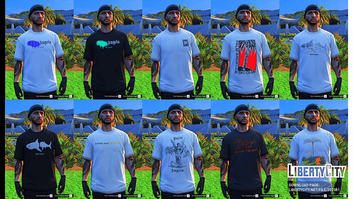 Palm Angels Graphic Tee's Pack (MP Male) / GTA 5