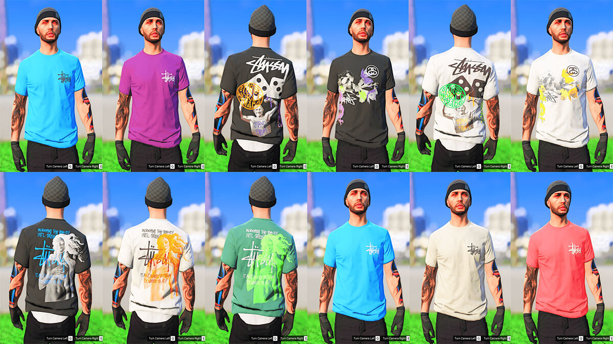 Download Stussy Graphic Tee's Pack For MP Males for GTA 5