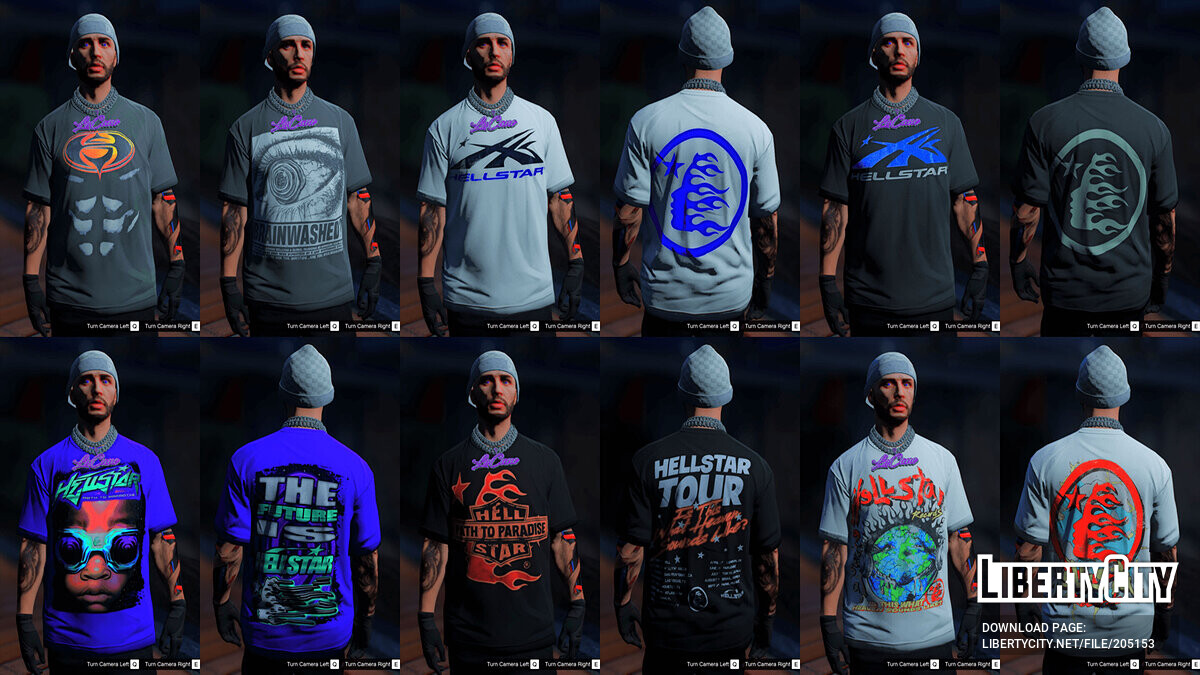 Download HellStar Graphic Tee's Pack (for MP Males) for GTA 5