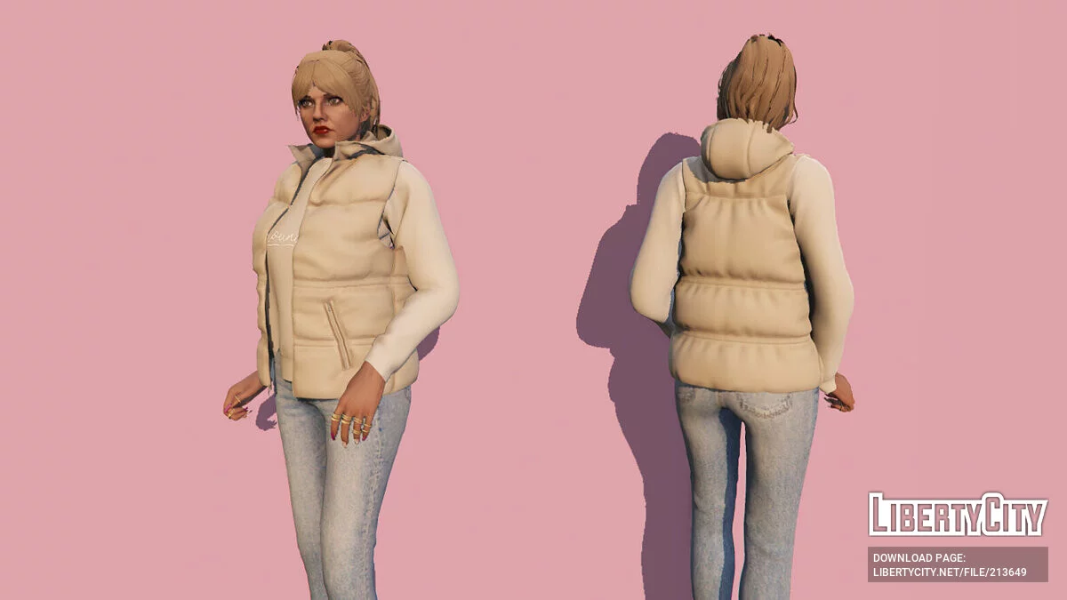 Hooded puffer vest для MP Female / GTA 5
