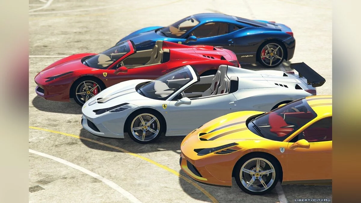 Ferrari 458 Italia, Spider & Speciale (6 автомобілів у пакеті) [Додаток / Ліврея / Тюнінг] 3.1 / GTA 5