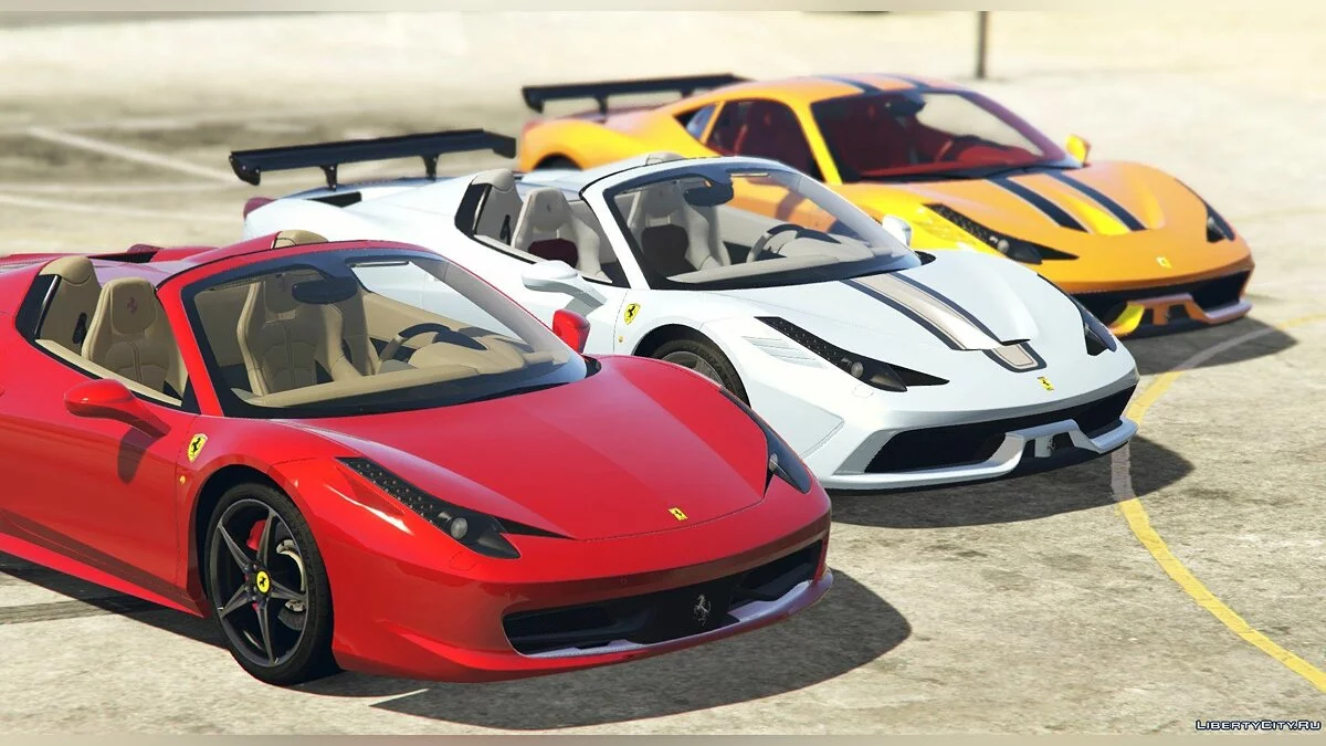 Ferrari 458 Italia, Spider & Speciale (6 автомобілів у пакеті) [Додаток / Ліврея / Тюнінг] 3.1 / GTA 5