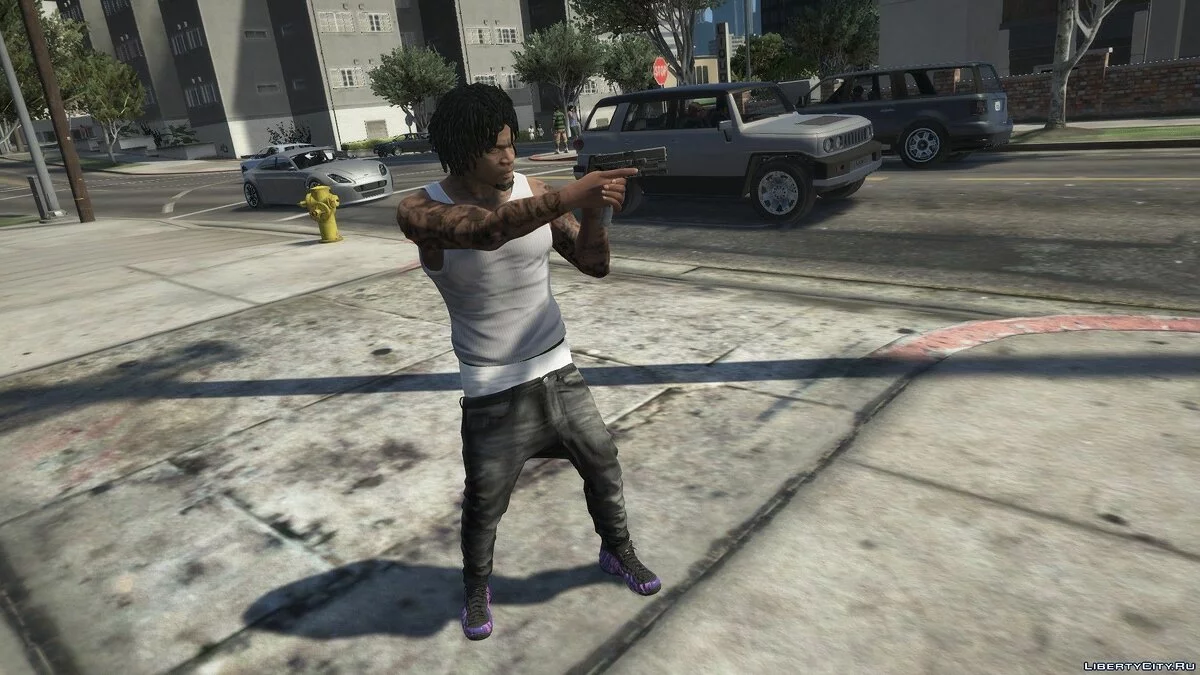 Sepatu Sneakers Purple Camo Foamposite Pro / GTA 5